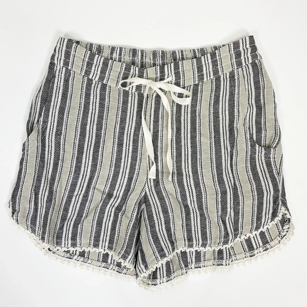 NEW Caslon Shorts Womens Size XS Multicolor Striped Linen Blend Drawstring
